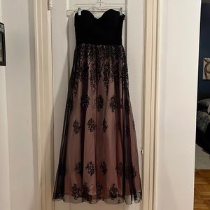 Black and Pink Sparkly Prom Dress